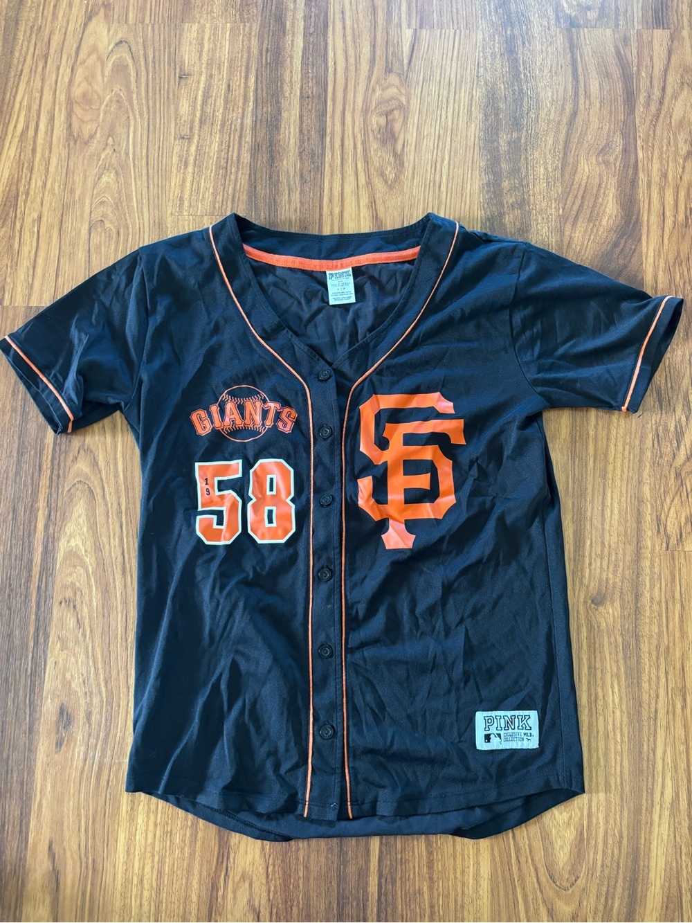 PINK Victoria's Secret San Francisco Giants Black & Orange Button Jersey